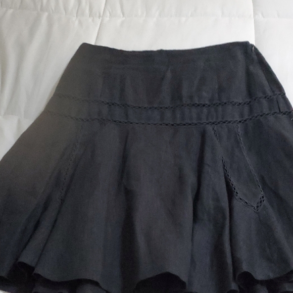 Ralph Lauren Cottagecore  Black Fit and Flare  100% Linen Mini Skirt - Picture 10 of 14